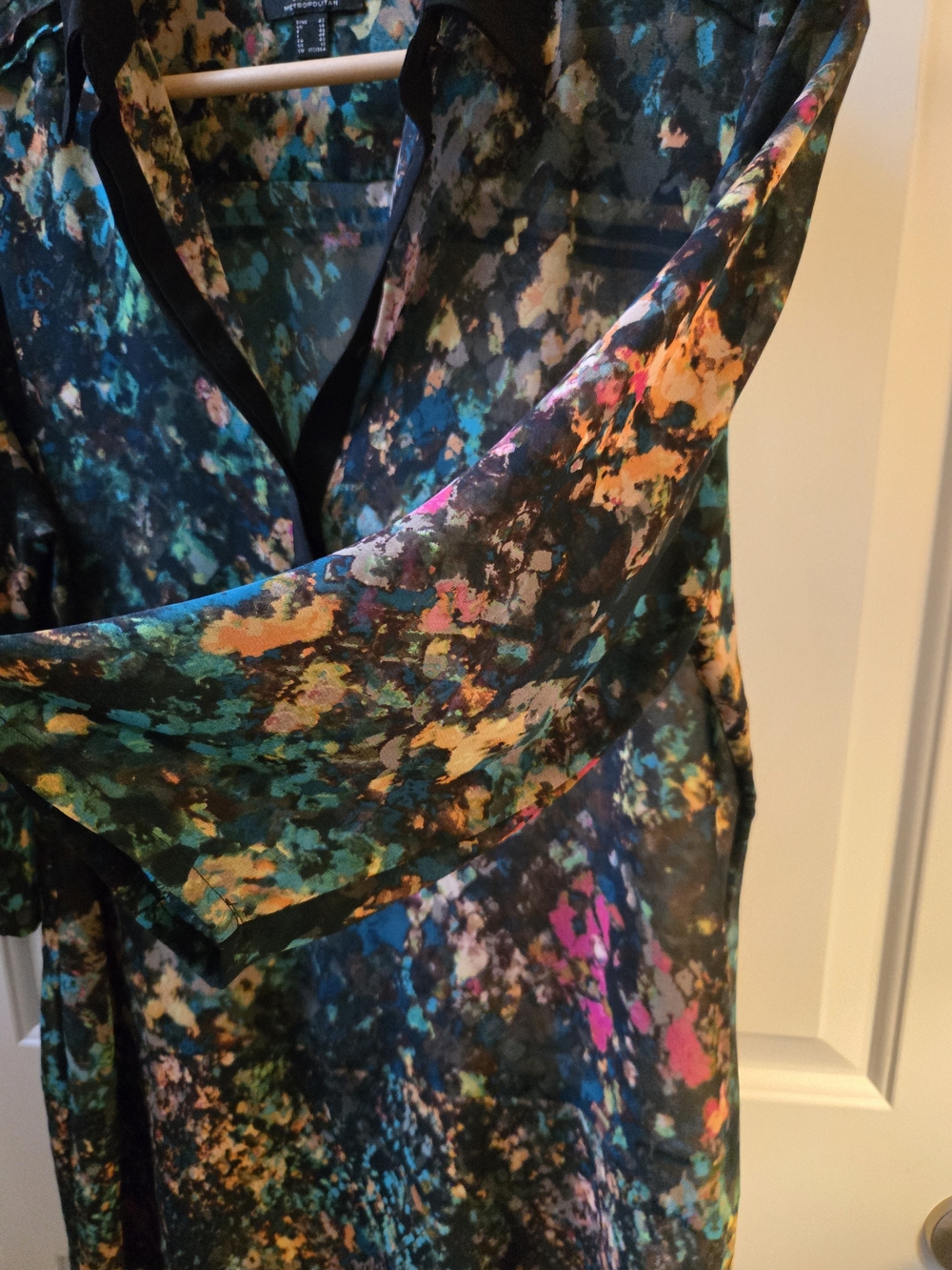 Mexx Sheer Abstract Print Tunic - Black with Teal, Pink & Gold Accents - Picture 4 of 8